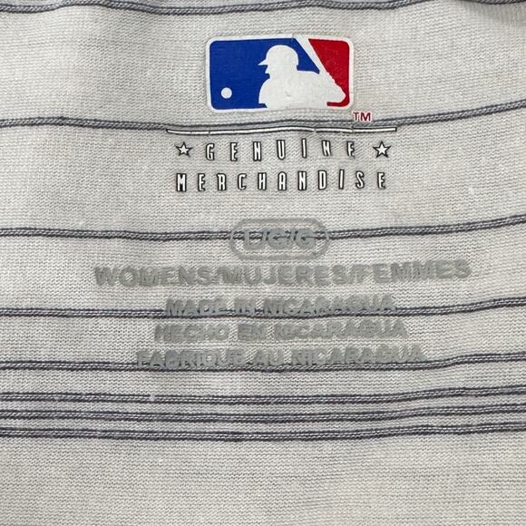 Genuine Merchandise Seattle Mariners Top Women Large White Blue V Neck Striped - Picture 7 of 7